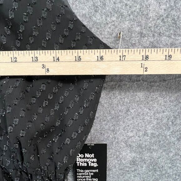 Express Metallic Halter Dress M Black Sparkle Fit Flare Belted Party Evening NEW - Picture 7 of 16